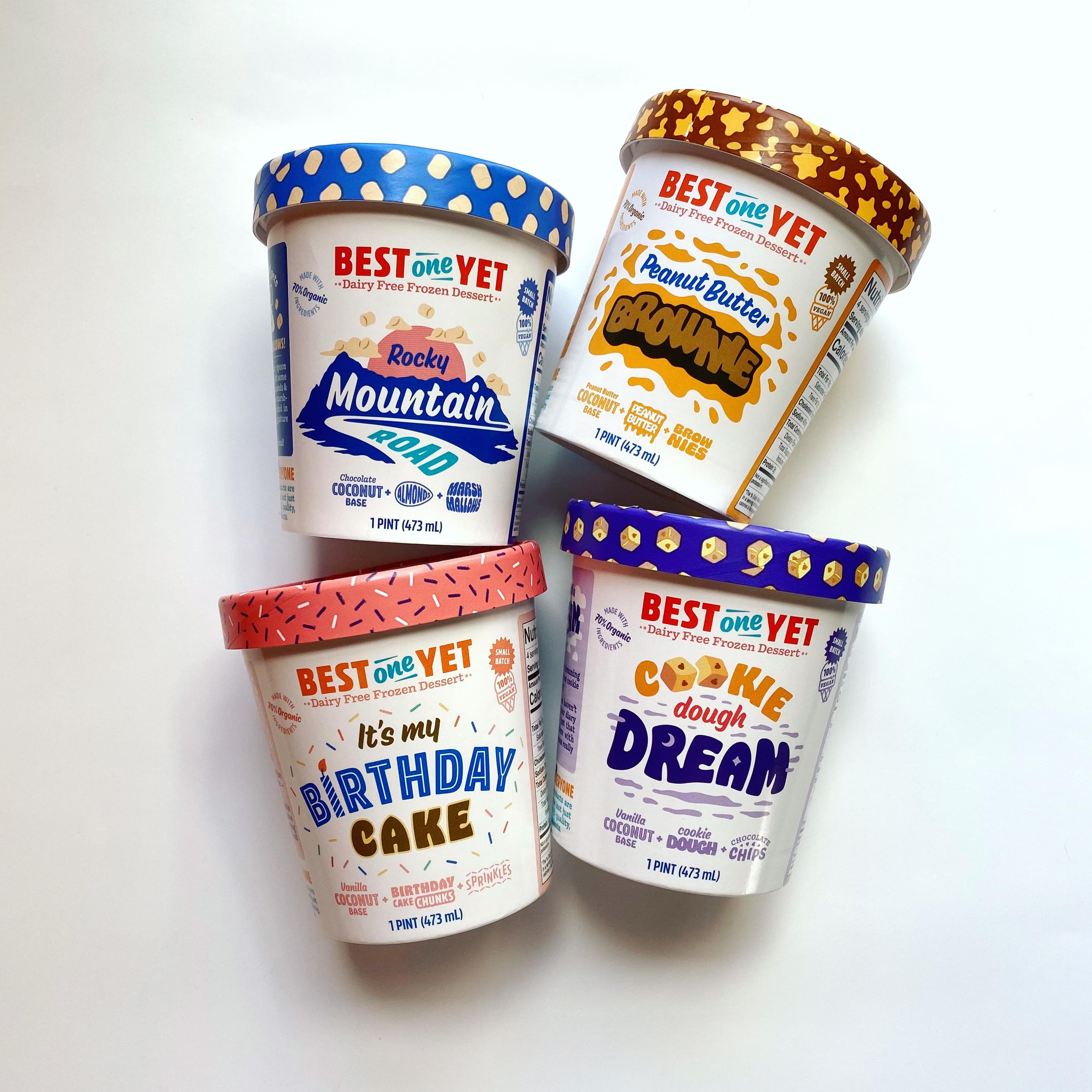 Assortment of Best One Yet vegan ice cream pints